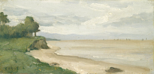 Beach near Etretat, vintage artwork by Jean-Baptiste-Camille Corot, A3 (16x12") Poster Print