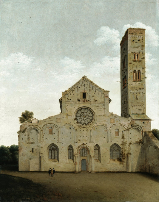 The West Façade of the Church of Saint Mary in Utrecht, vintage artwork by Pieter Saenredam, 12x8" (A4) Poster