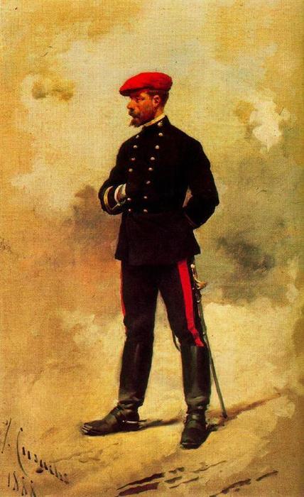Artillery Officer, vintage artwork by Josep Cusachs, 12x8" (A4) Poster