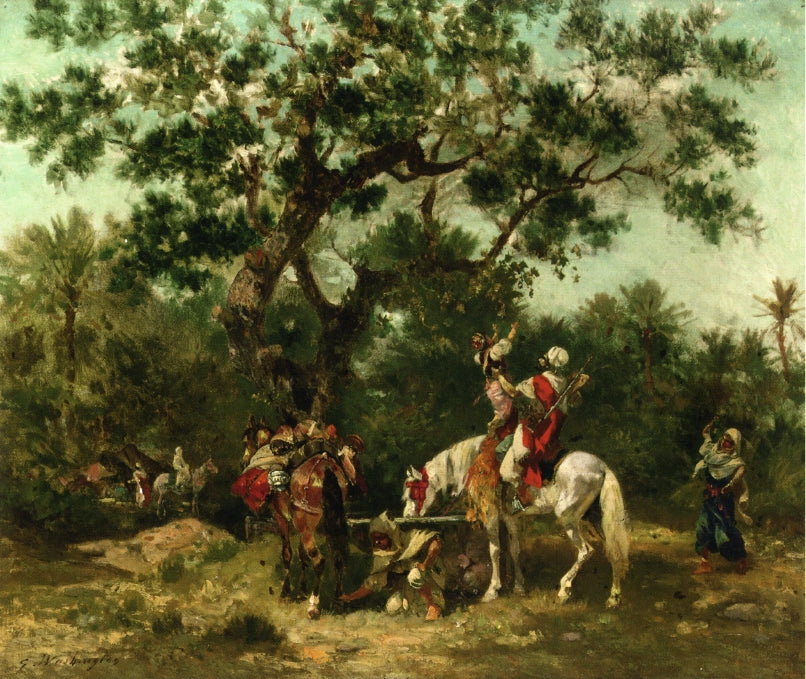 Bedouins Gathering Food, vintage artwork by Georges Washington, 12x8" (A4) Poster