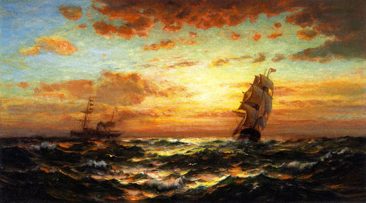 Sunset Marine, vintage artwork by Edward Moran, 12x8" (A4) Poster