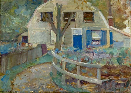 Farmhouse with mansard roof, vintage artwork by Piet Mondriaan, 12x8" (A4) Poster