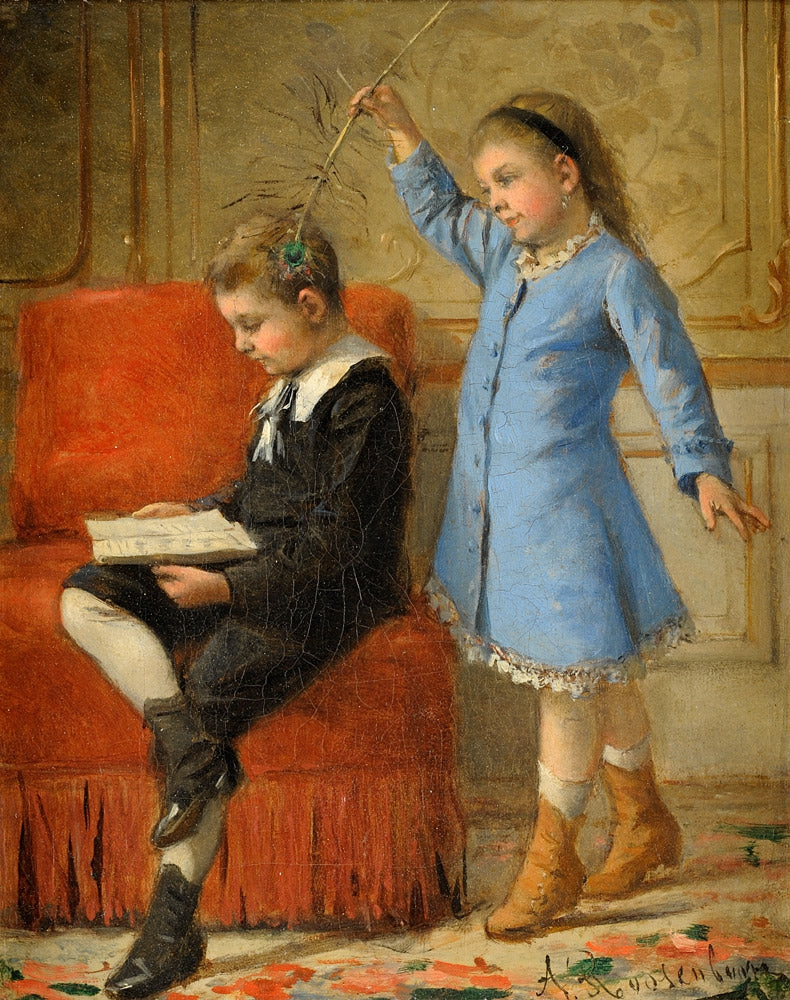 The teasing sister, vintage artwork by Albert Roosenboom, 12x8" (A4) Poster