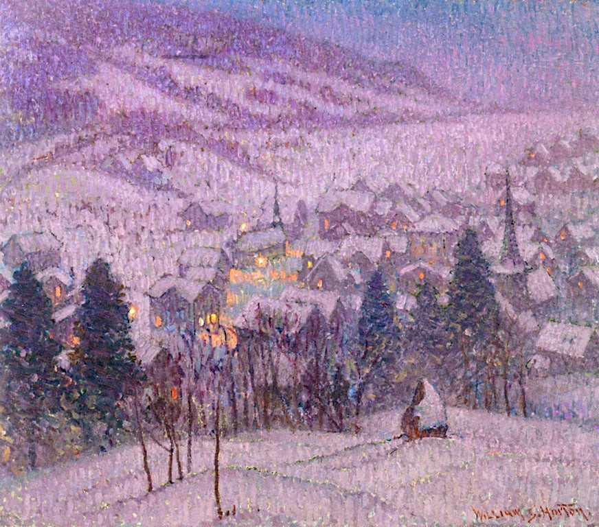 Gstaad, Switzerland at Night, vintage artwork by William Samuel Horton, 12x8" (A4) Poster