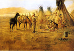 Cowboy Bargaining for an Indian Girl, vintage artwork by Charles Marion Russell, 12x8" (A4) Poster