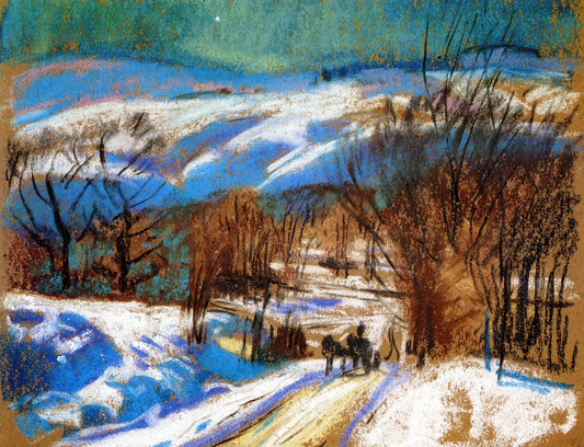 Winter Road, vintage artwork by Albert Henry Krehbiel, 12x8" (A4) Poster