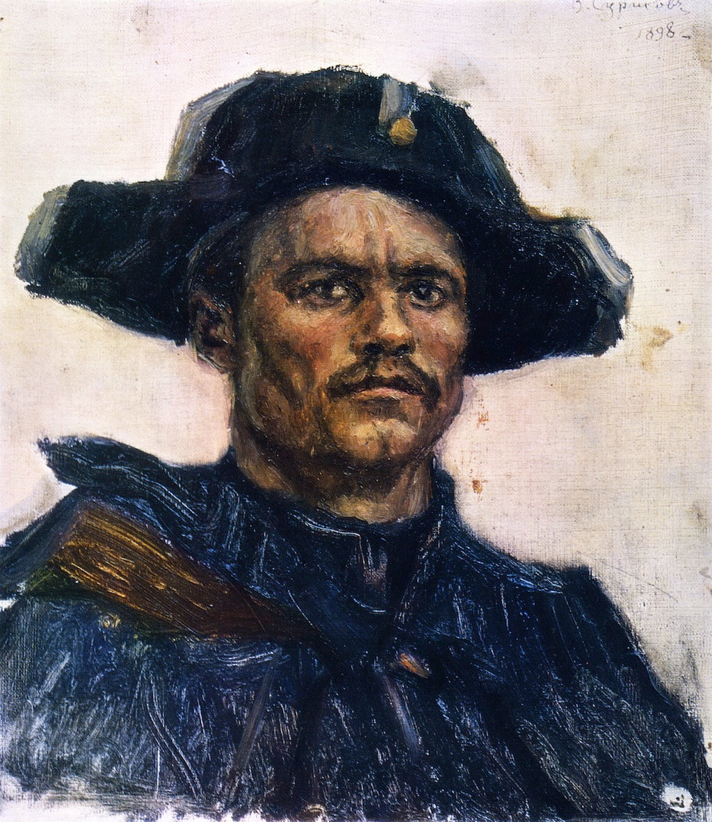 Head of a Drummer, vintage artwork by Vasili Ivanovich Surikov, 12x8" (A4) Poster