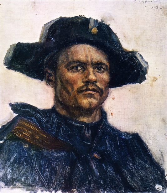 Head of a Drummer, vintage artwork by Vasili Ivanovich Surikov, 12x8" (A4) Poster