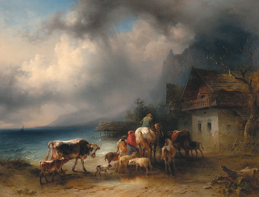 Storm on the Attersee, vintage artwork by Friedrich Gauermann, A3 (16x12") Poster Print