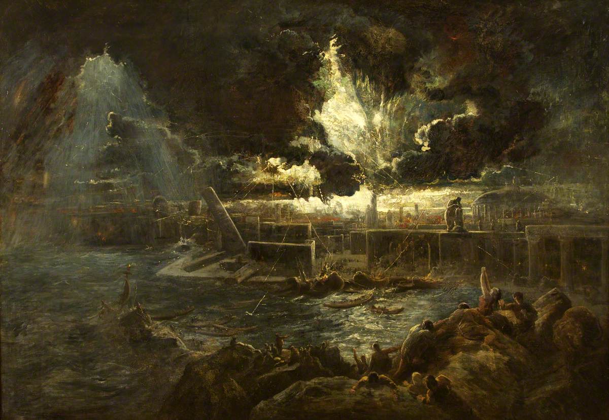 The Destruction of Pompeii, vintage artwork by Paul Falconer Poole, R.A., R. I., A3 (16x12") Poster Print