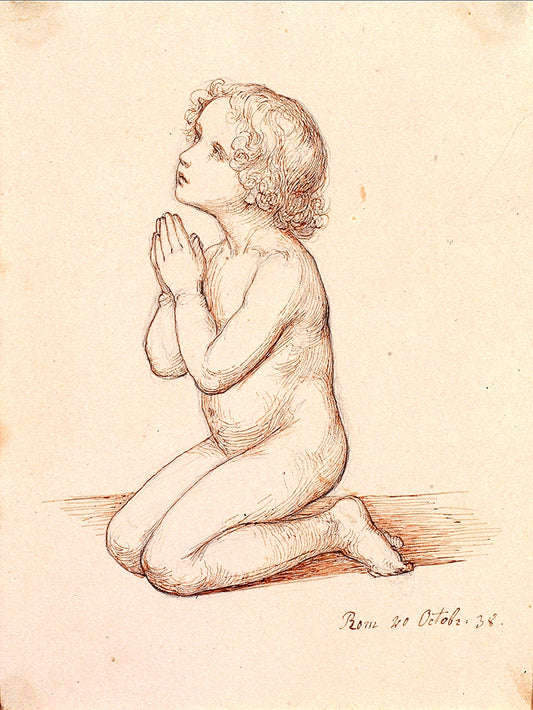 Kneeling Praying Child, vintage artwork by Marie Ellenrieder, 12x8" (A4) Poster