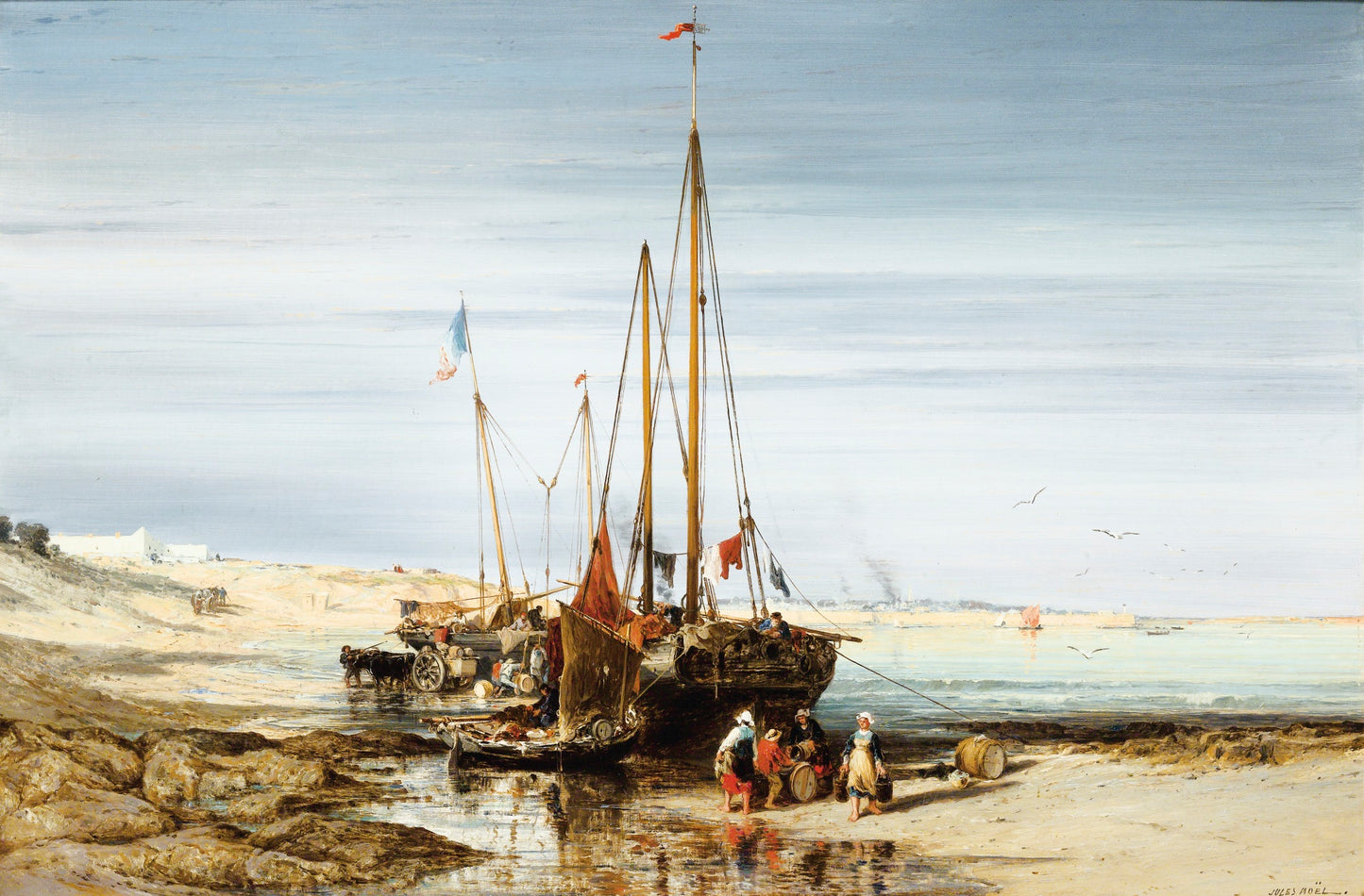 Coming Back from Fishing, vintage artwork by Jules Noel, A3 (16x12") Poster Print
