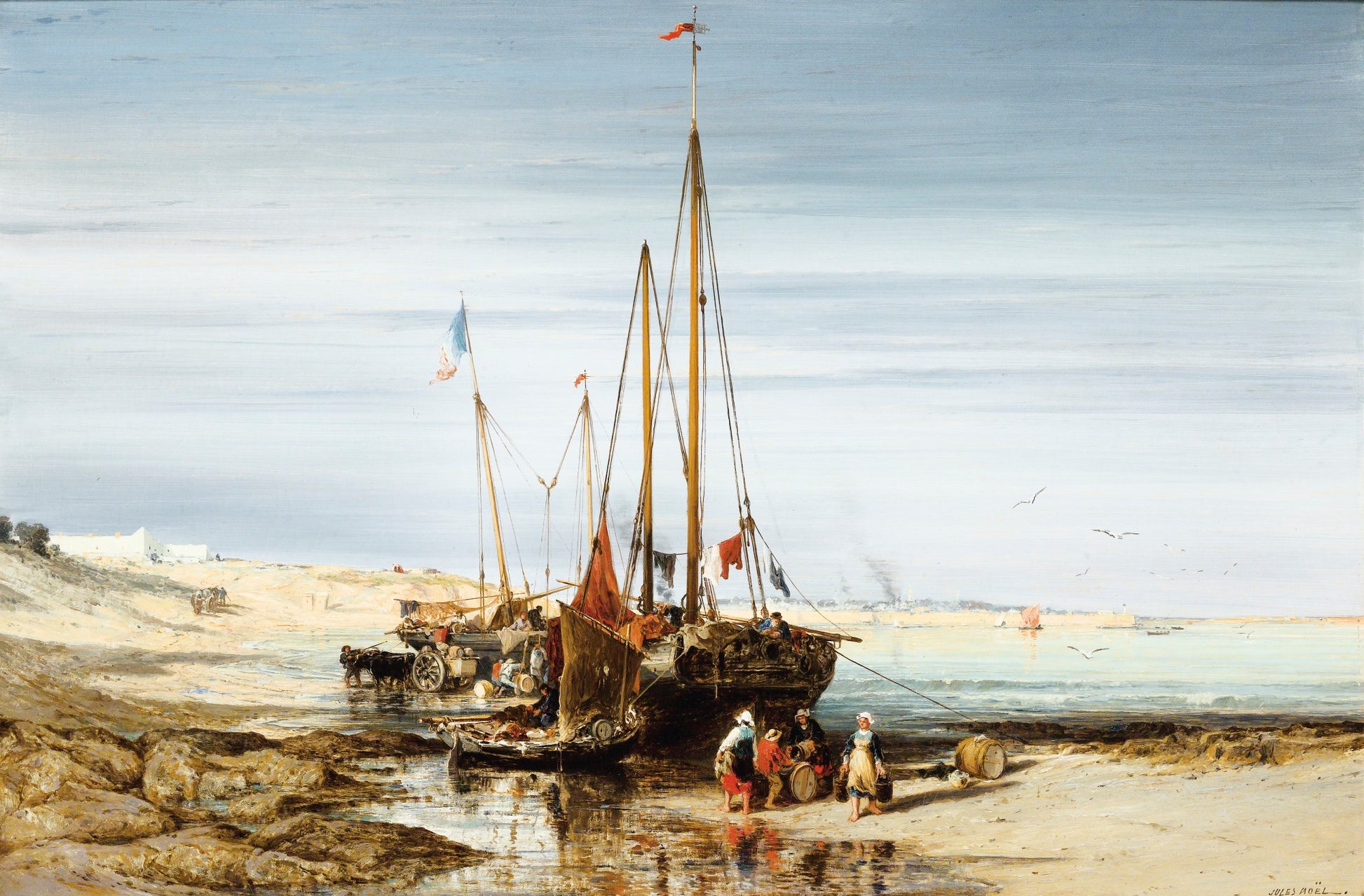 Coming Back from Fishing, vintage artwork by Jules Noel, A3 (16x12") Poster Print