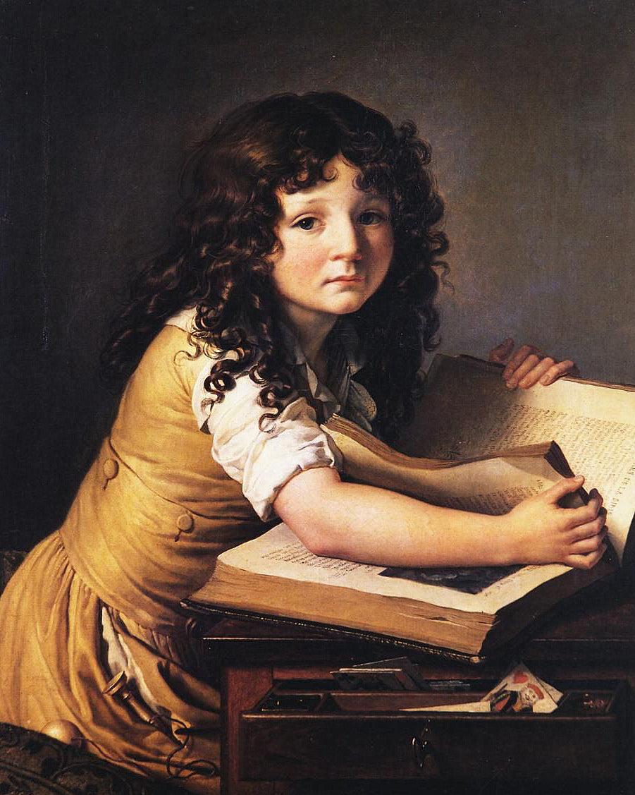 Benoît Agnès Trioson Reading a Book, vintage artwork by Anne-Louis Girodet de Roussy-Trioson, 12x8" (A4) Poster