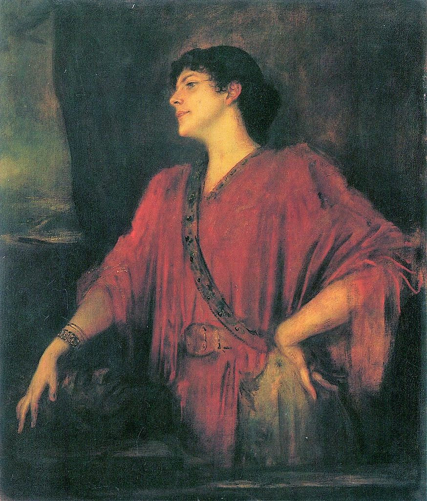 Mary Lindpaintner as Salome, vintage artwork by Franz von Lenbach, 12x8" (A4) Poster