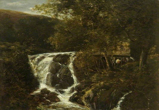 Landscape with a Waterfall near Norwich, Norfolk, 1819, vintage artwork by John Crome, 12x8" (A4) Poster