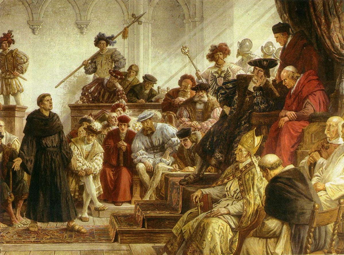 Luther at the Diet of Worms (Detail), vintage artwork by Hermann Wislicenus, 12x8" (A4) Poster