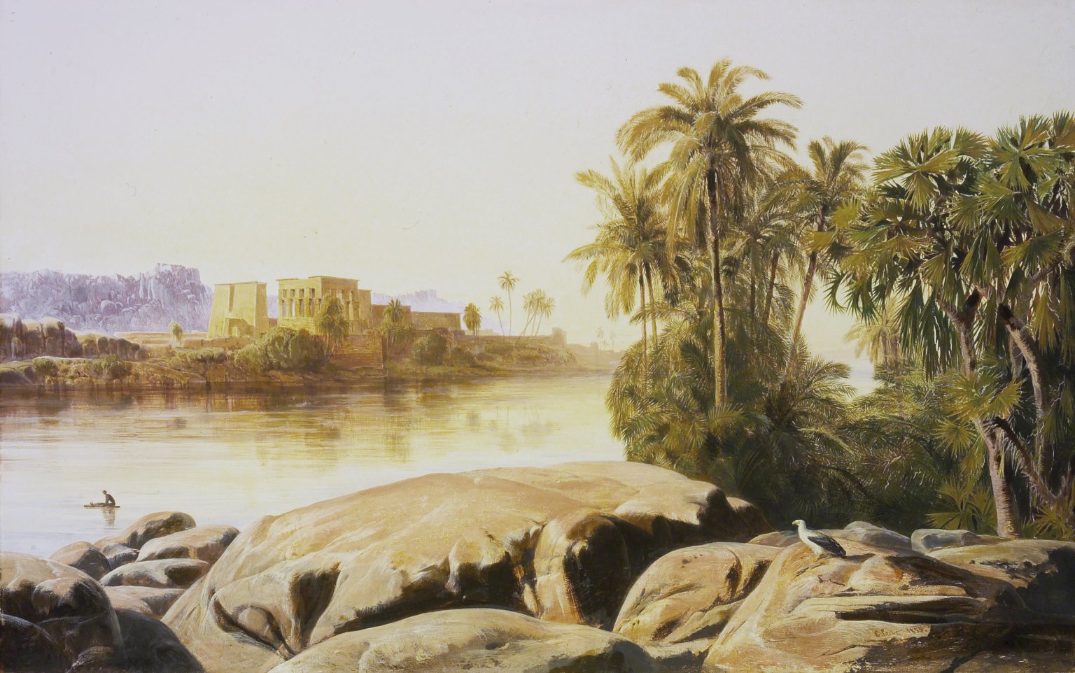 Philae on the Nile, vintage artwork by Edward Lear, A3 (16x12") Poster Print