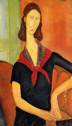 Jeanne Hebuterne in a Scarf, vintage artwork by Amedeo Modigliani, 12x8" (A4) Poster