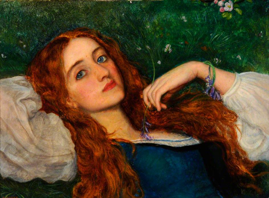 In the Grass (second version), vintage artwork by Arthur Hughes, 12x8" (A4) Poster