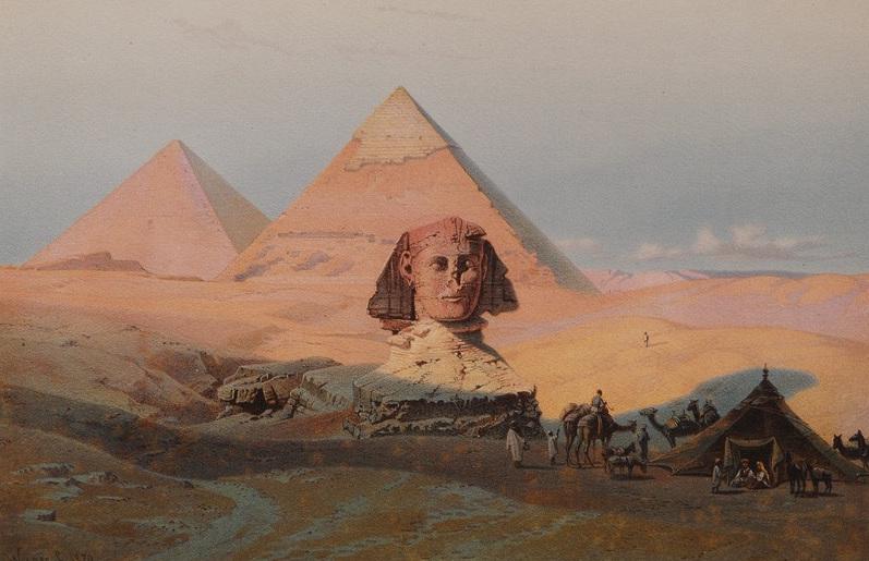 The Pyramids of Giza at sunrise (Pyramiden von Gizeh bei Sonnenaufgang), vintage artwork by Carl Friedrich Heinrich Werner, A3 (16x12") Poster Print