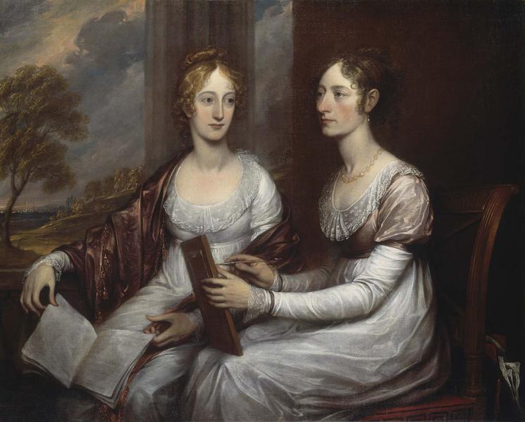 The Misses Mary and Hannah Murray, vintage artwork by John Trumbull, 12x8" (A4) Poster