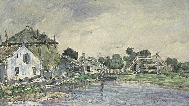 La mare du village, vintage artwork by Johan Barthold Jongkind, A3 (16x12") Poster Print