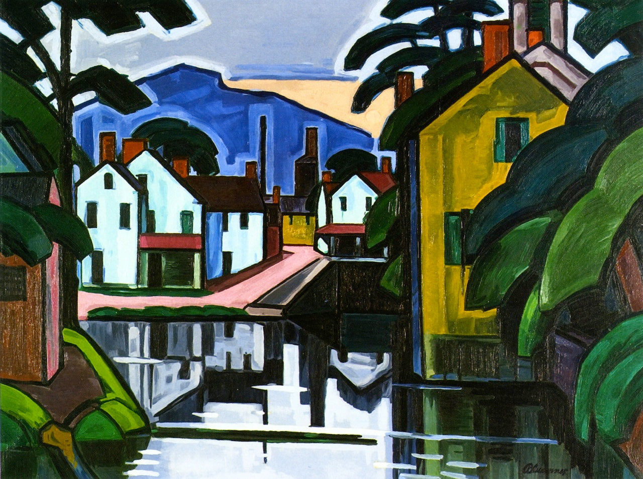 Meditation in a Town, New Jersey (Stanhope), vintage artwork by Oscar Bluemner, 12x8" (A4) Poster