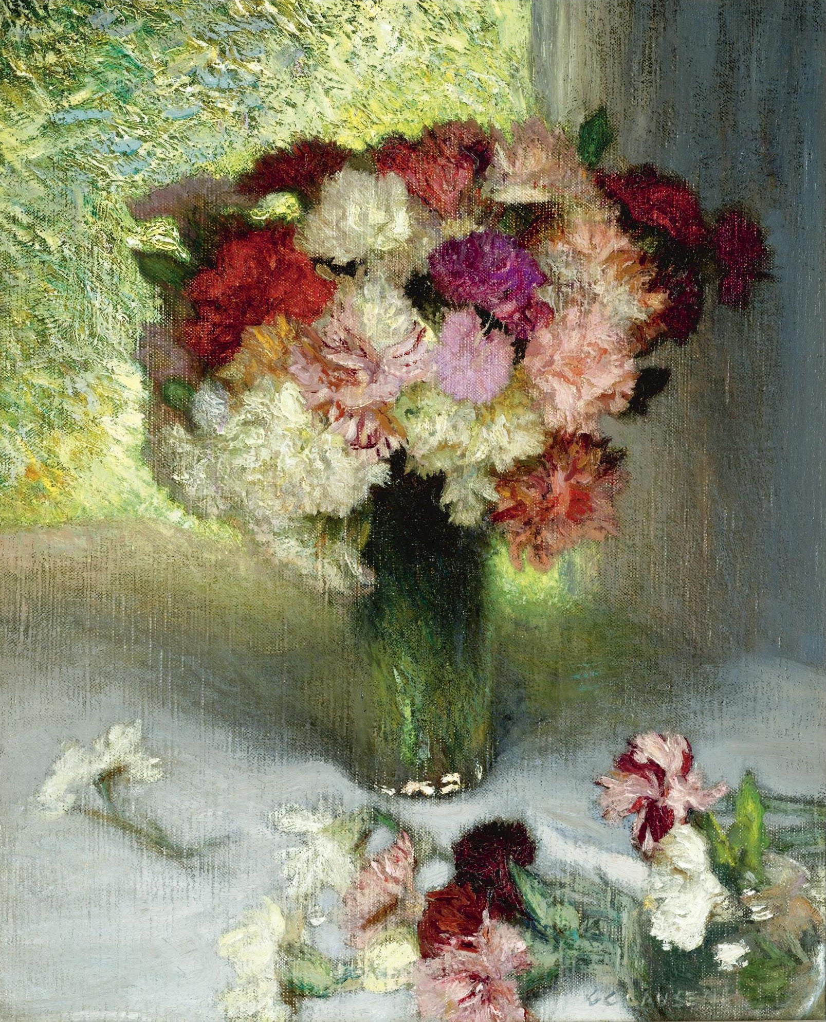 Carnations and Pinks, vintage artwork by Sir George Clausen, R.A., R.W.S., R.I., 12x8" (A4) Poster
