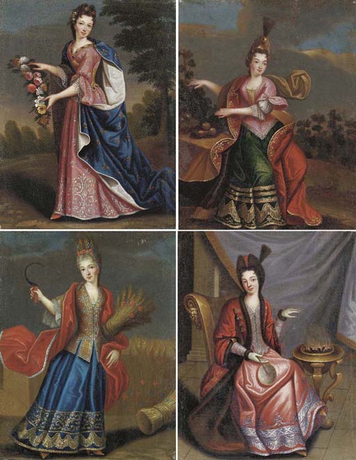 Daughters of Henri Jules de Bourbon, vintage artwork by Pierre Gobert, 12x8" (A4) Poster
