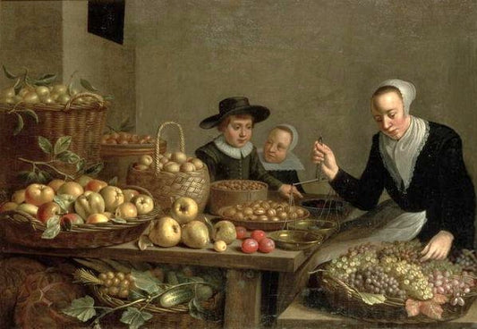 Fruit Stall, vintage artwork by Floris van Schooten, 12x8" (A4) Poster