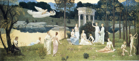 The Sacred Wood Cherished by  the Arts and the Muses, vintage artwork by Pierre Puvis de Chavannes, 12x8" (A4) Poster