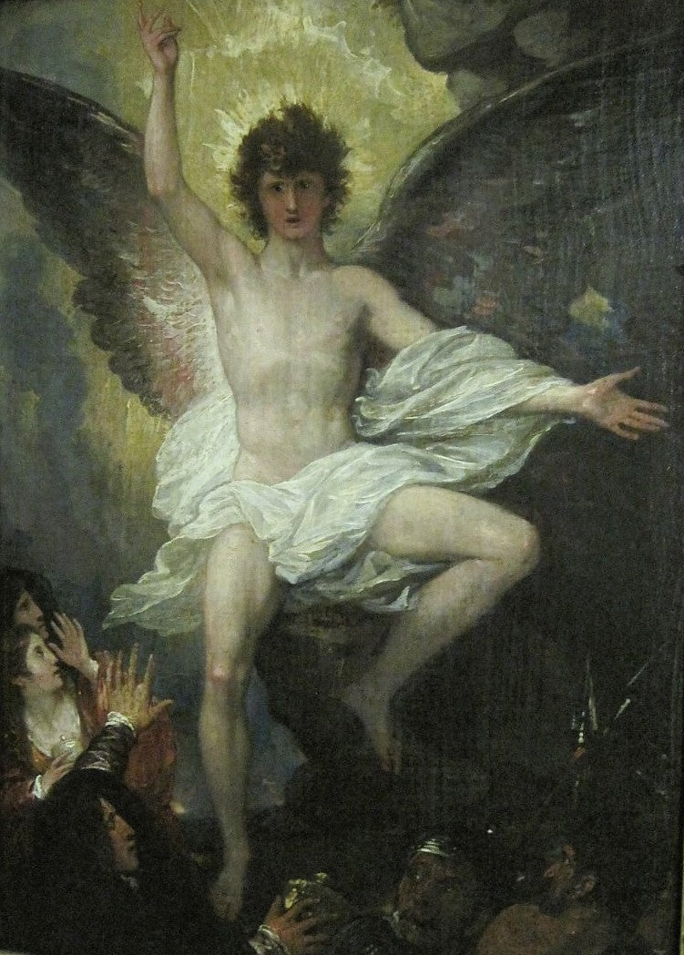 Angel at the Tomb of Christ, vintage artwork by Benjamin West, 12x8" (A4) Poster