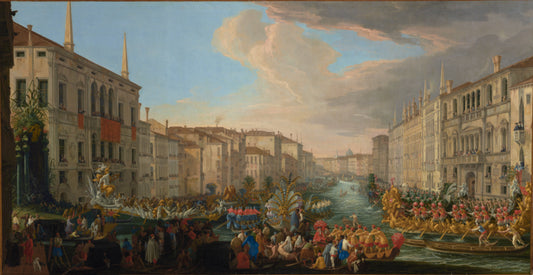Regatta on the Grand Canal in Honor of Frederick IV, King of Denmark, vintage artwork by Luca Carlevarijs, 12x8" (A4) Poster
