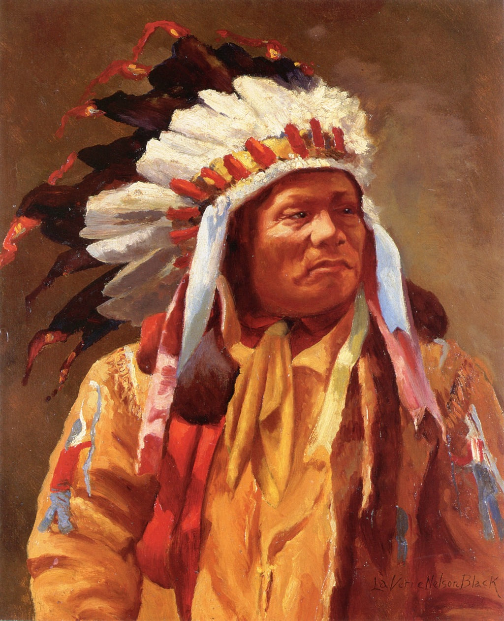  Sioux Reservation, vintage artwork by Laverne Nelson Black, 12x8" (A4) Poster