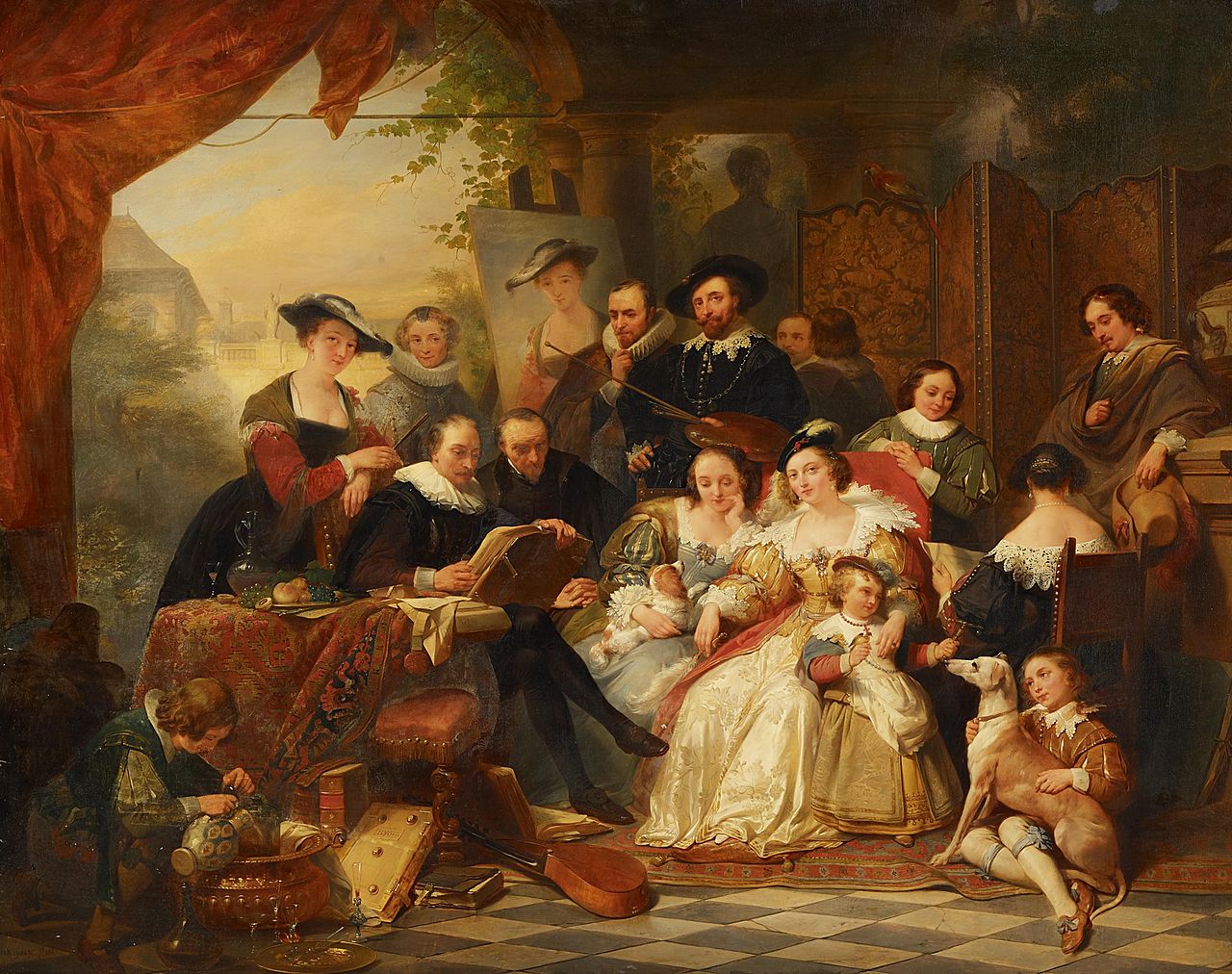 Rubens with His Patrons and Family, vintage artwork by Nicaise de Keyser, A3 (16x12") Poster Print
