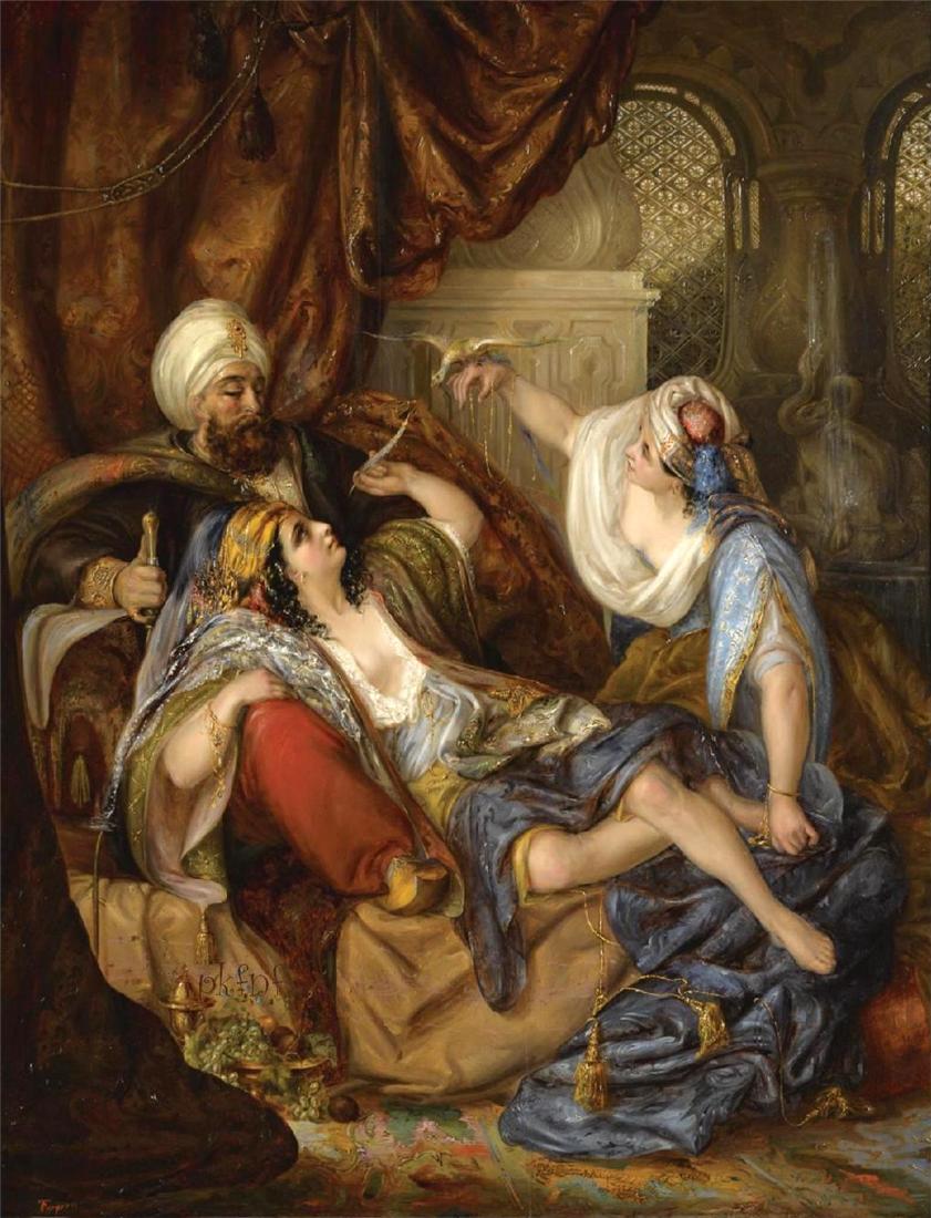 Entertaining The Pasha, vintage artwork by Julius Victor Berger, 12x8" (A4) Poster