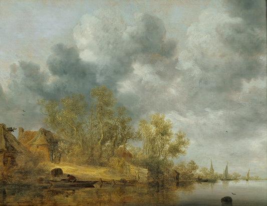 Dutch Riverscape, vintage artwork by Salomonsz. van Ruysdael, 12x8" (A4) Poster