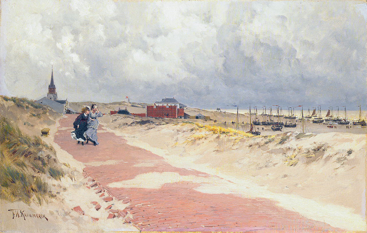 View of Scheveningen, vintage artwork by Frederik Henrdik Kaemmerer, 12x8" (A4) Poster