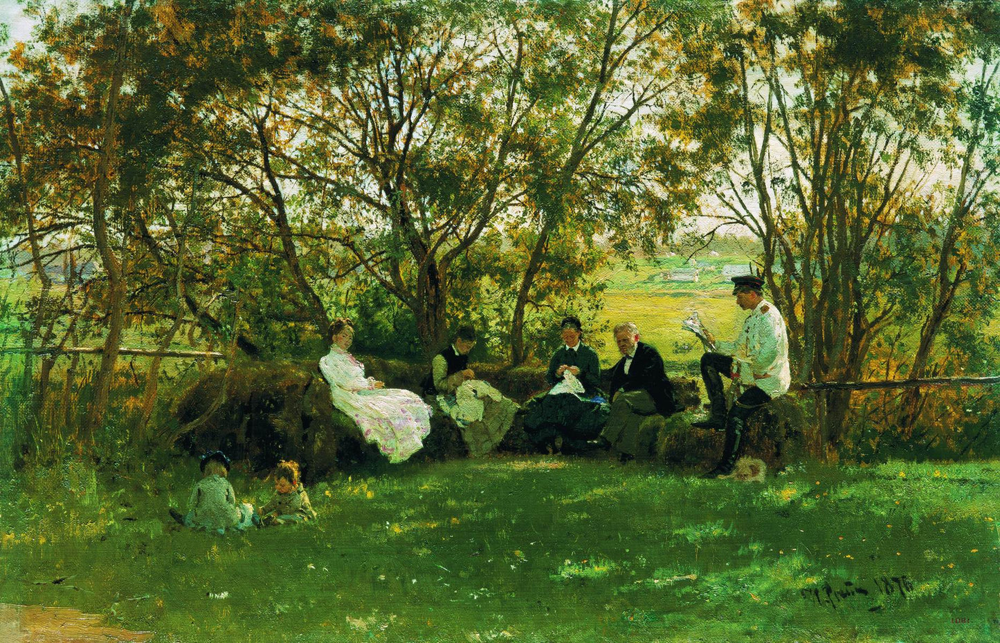 Bench in Krasnoye Selo, vintage artwork by Ilia Efimovich Repin, 12x8" (A4) Poster