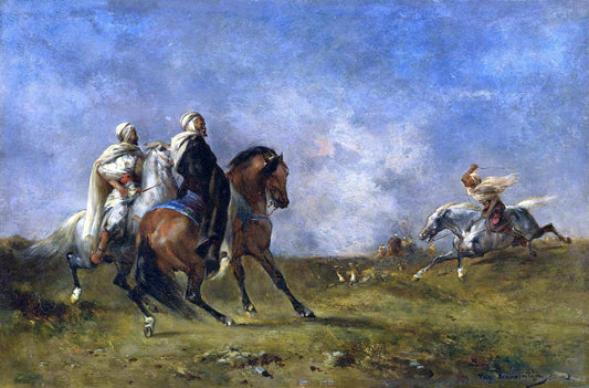 Hunting gazelle - La chasse á la gazelle, vintage artwork by Eugène Fromentin, A3 (16x12") Poster Print