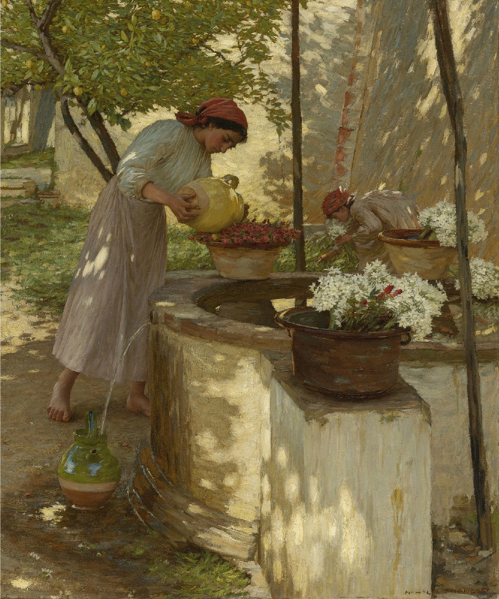 Winter in Liguria, vintage artwork by Henry Herbert la Thangue, 12x8" (A4) Poster