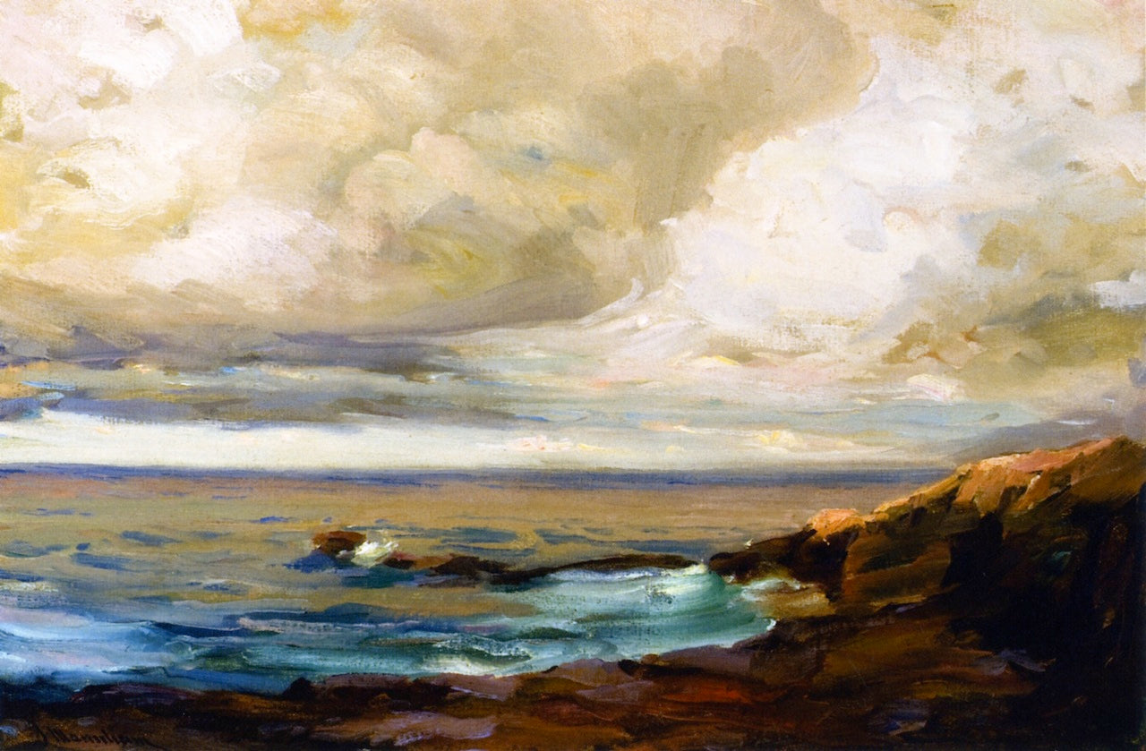Clouds over Laguna Coast, vintage artwork by Jean Mannheim, 12x8" (A4) Poster