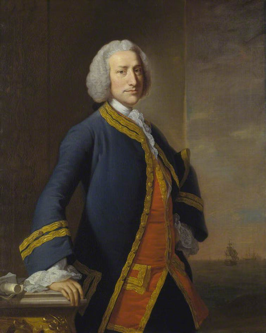 George Anson, Admiral of the Fleet, vintage artwork by Attributed to Thomas Hudson, 12x8" (A4) Poster