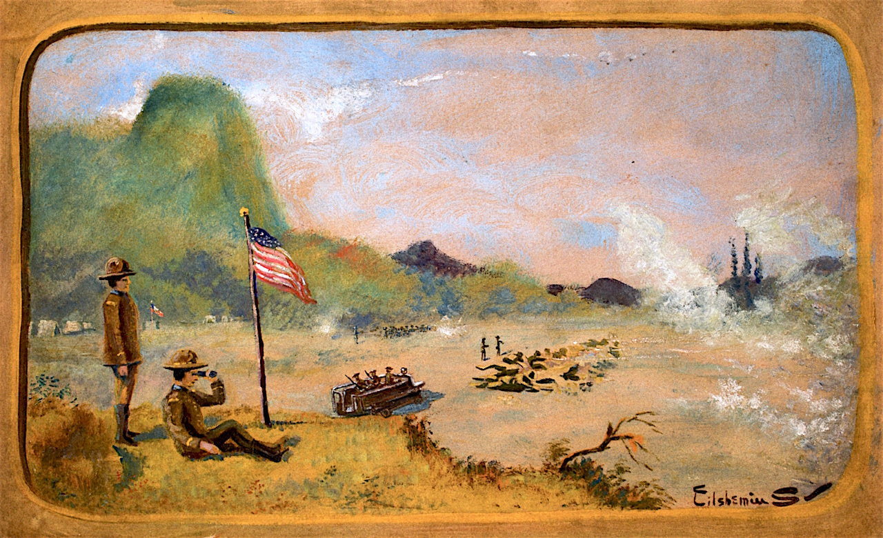 The Battle, vintage artwork by Louis M. Eilshemius, 12x8" (A4) Poster