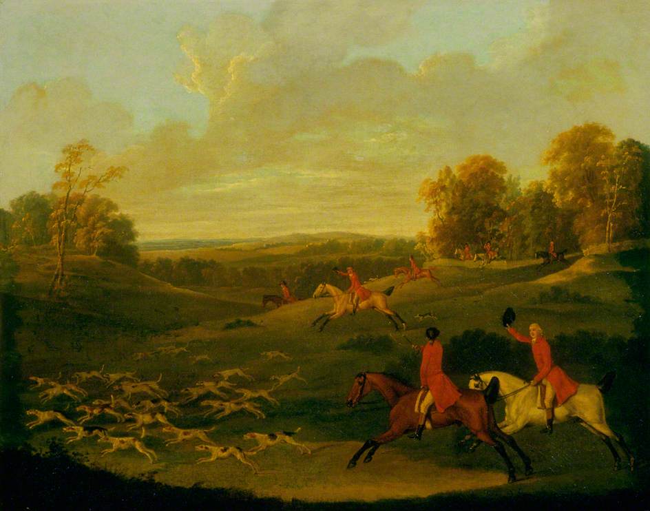 Hunting Scene, In Full Cry, vintage artwork by John Nost Sartorius, 12x8" (A4) Poster