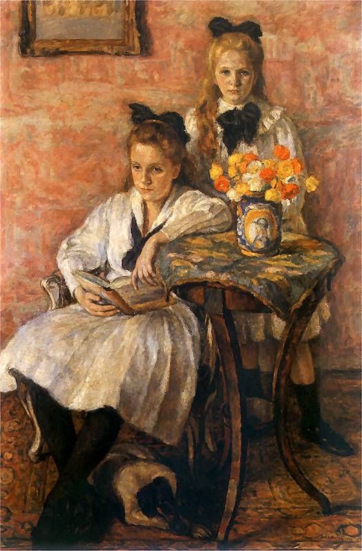 trait of Maria and Krystyna Mas„kowskich by Jozef Pankiewicz,A3(16x12")Poster