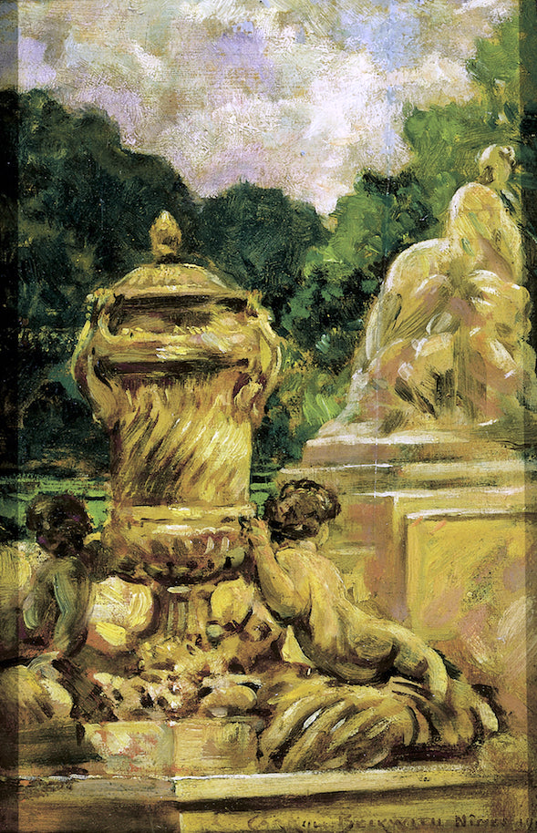 Jardin de la Fontaine at Nimes, France, vintage artwork by James Carroll Beckwith, 12x8" (A4) Poster