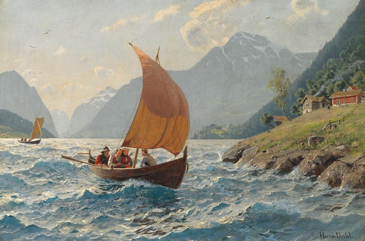 With Good Wind, vintage artwork by Hans Dahl, 12x8" (A4) Poster
