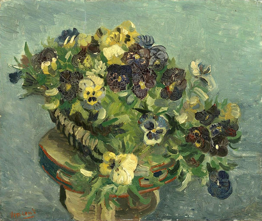 Basket of Pansies, vintage artwork by Vincent van Gogh, 12x8" (A4) Poster